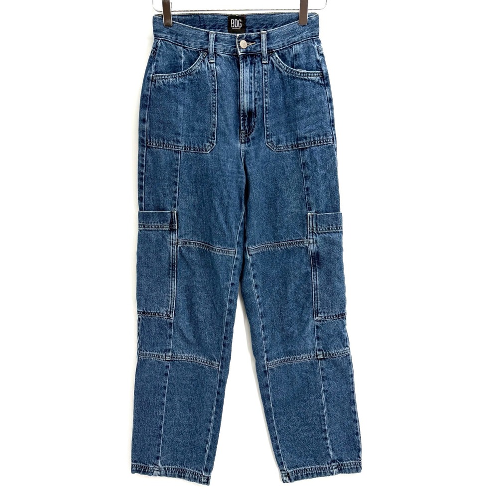 BDG Urban Outfitters High-Rise Baggy Carpenter Jeans Size 26 Cargo Blue Denim